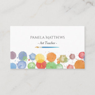 Paint Splatter Artist Brush Art Teacher Business Card