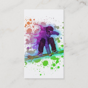 Paint splatter artistic snowboarder business cards