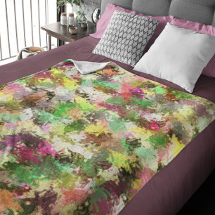 Paint Splatter Autumn Colour Leaves Abstract Fleece Blanket