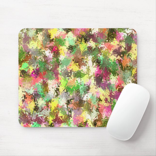 Paint Splatter Autumn Colour Leaves Abstract Mouse Mat (With Mouse)