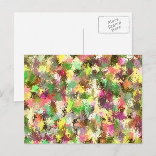 Paint Splatter Autumn Colour Leaves Abstract Postcard