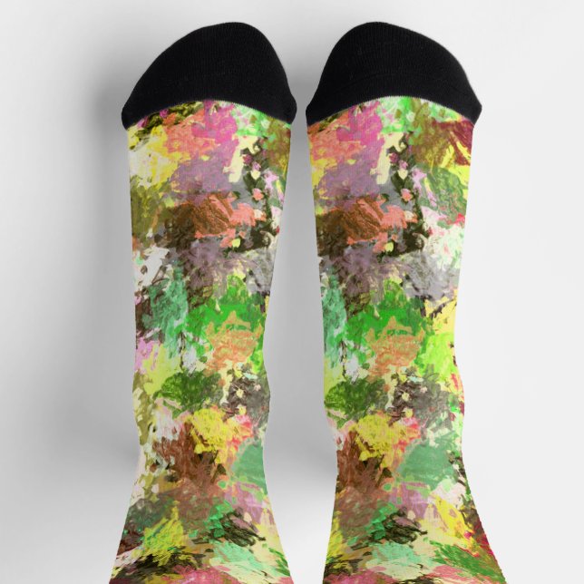 Paint Splatter Autumn Colour Leaves Abstract Socks (Top)