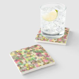 Paint Splatter Autumn Colour Leaves Abstract Stone Coaster