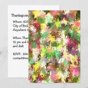 Paint Splatter Autumn Leaves Thanksgiving Dinner Invitation