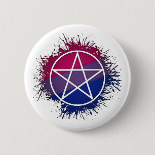 Paint Splatter Bisexual Pride Pentacle Symbol 6 Cm Round Badge