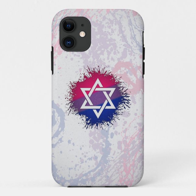 Paint Splatter Bisexual Pride Star of David Symbol Case-Mate iPhone Case (Back)