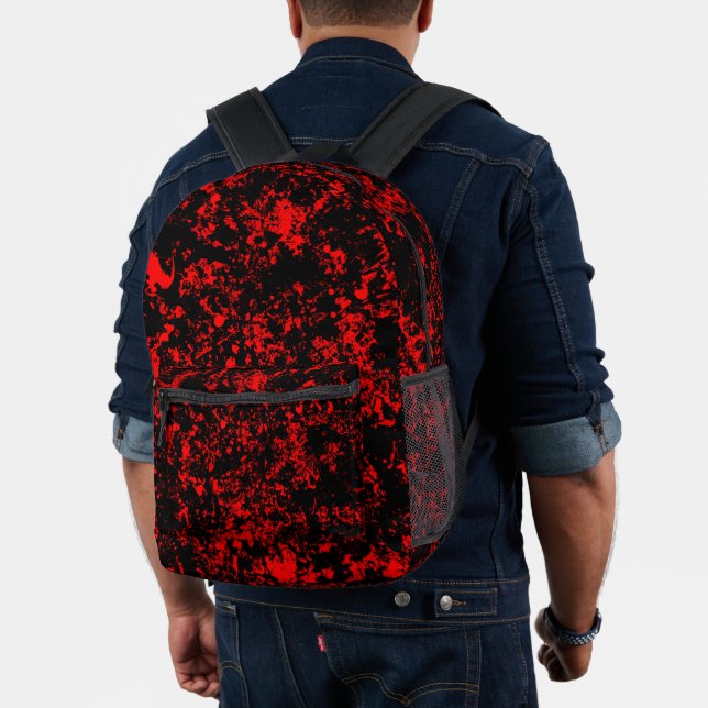 Paint Splatter-Black & Red Printed Backpack (Insitu (Model))