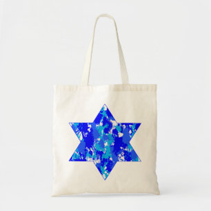 Paint Splatter Blue Jewish Star Tote Bag