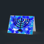 Paint Splatter Blue Menorah Holiday Card<br><div class="desc">Paint splatter blue menorah greeting card.</div>