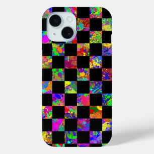 Paint Splatter Chequered Board Pattern  iPhone 15 Case
