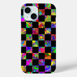 Paint Splatter Chequered Board Pattern  iPhone 15 Case