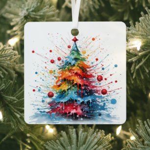 paint splatter christmas tree design  metal tree decoration