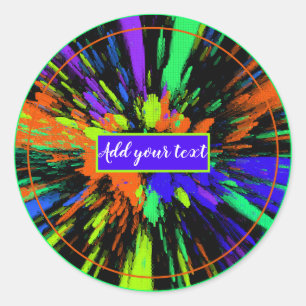 Paint Splatter Colourful Neon Personalised Classic Round Sticker