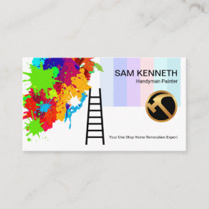 Paint Splatter Colourful Painted Wall Handyman Business Card