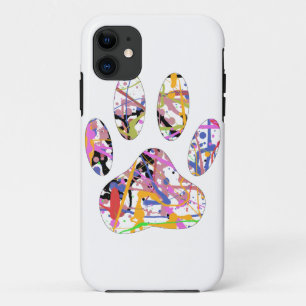 Paint Splatter Dog Paw Print iPhone 11 Case