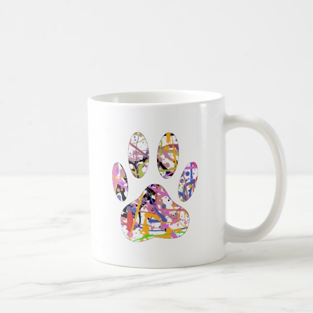 Paint Splatter Dog Paw Print Coffee Mug (Right)