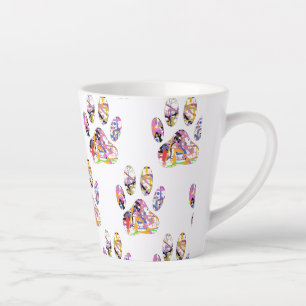 Paint Splatter Dog Paw Print  Latte Mug