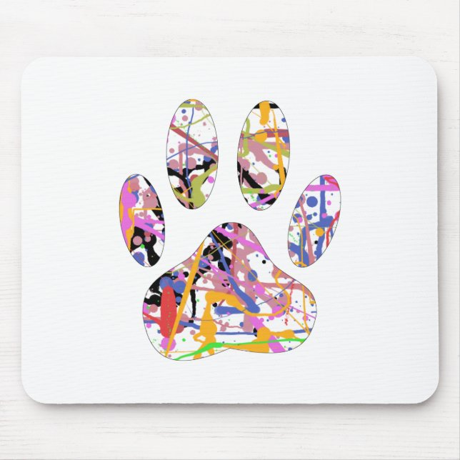 Paint Splatter Dog Paw Print Mouse Mat (Front)