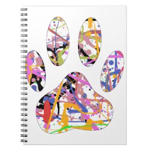 Paint Splatter Dog Paw Print Notebook