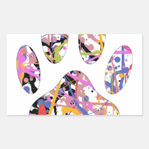Paint Splatter Dog Paw Print Rectangular Sticker