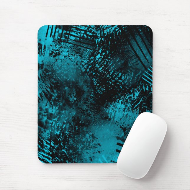 Paint Splatter effect Blue & Black   Mouse Mat (With Mouse)