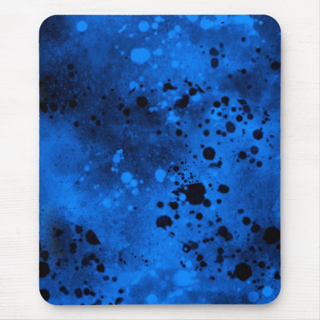Paint Splatter effect Blue & Black   Mouse Mat (Front)