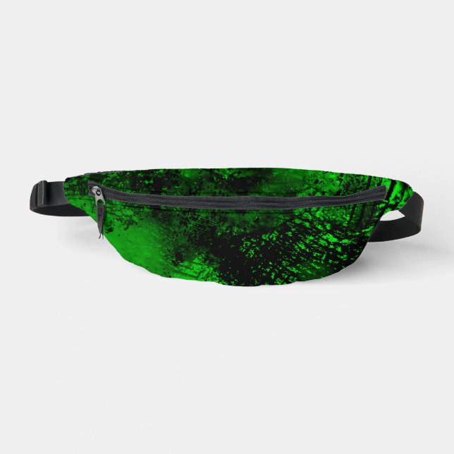 Paint Splatter Effect Green & Black  Bum Bags (Front)