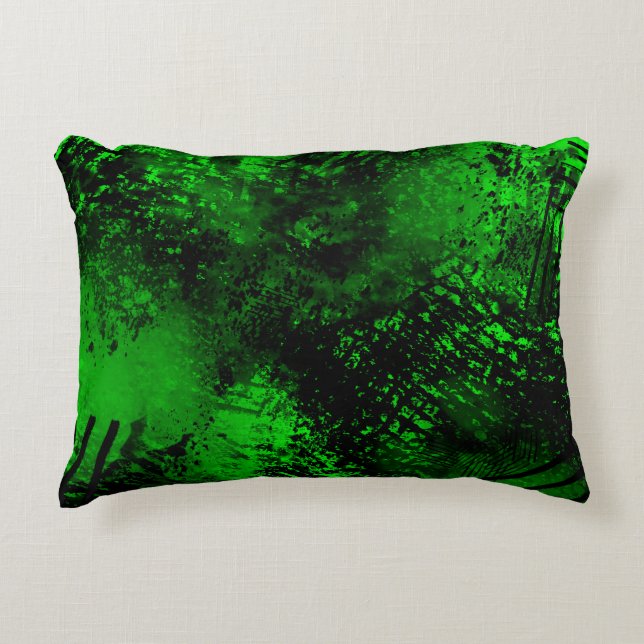 Paint Splatter effect Green & Black  Decorative Cushion (Front)