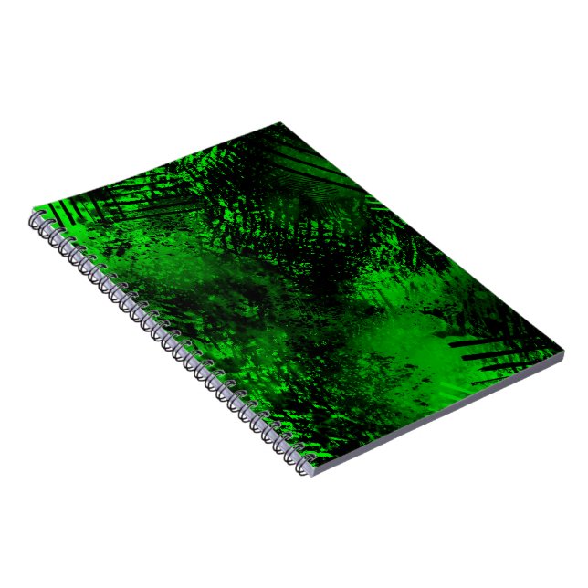 Paint Splatter effect Green & Black Notebook (Right Side)