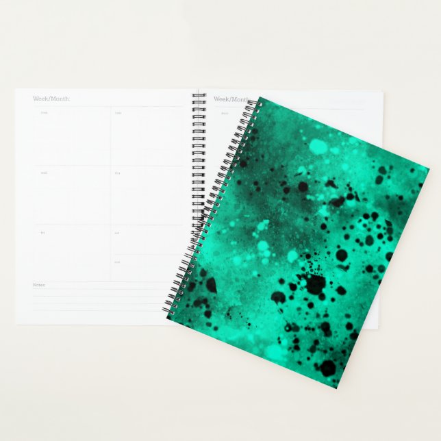 Paint Splatter Effect green & Black  Planner (Display)