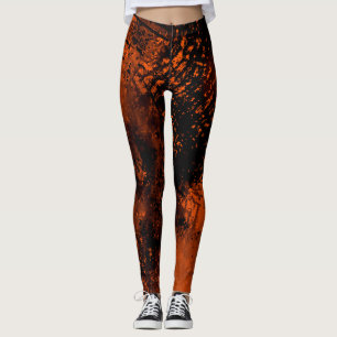 Paint Splatter effect Orange & Black Leggings