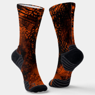 Paint Splatter Effect Orange & Black Socks