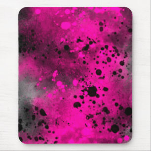 Paint Splatter effect Pink & Black   Mouse Mat