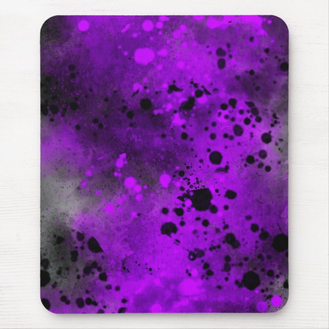 Paint Splatter effect Purple & Black  Mouse Mat (Front)