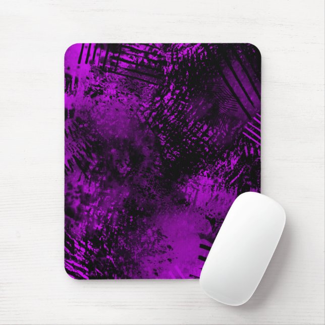 Paint Splatter effect Purple  & Black   Mouse Mat (With Mouse)
