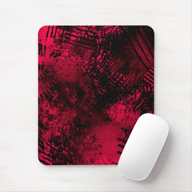 Paint Splatter effect Red & Black   Mouse Mat (With Mouse)