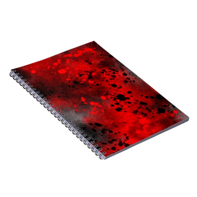Paint Splatter Effect Red & Black  Notebook (Right Side)