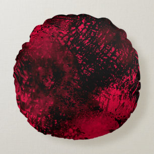 Paint Splatter effect Red & Black Round Cushion