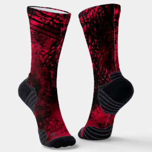 Paint Splatter Effect Red & Black  Socks