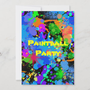 Paint Splatter, Faux Neon, Birthday Invitation