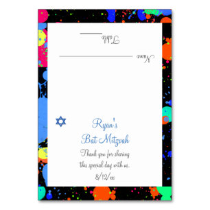 Paint Splatter, Faux Neon, Custom Place Cards
