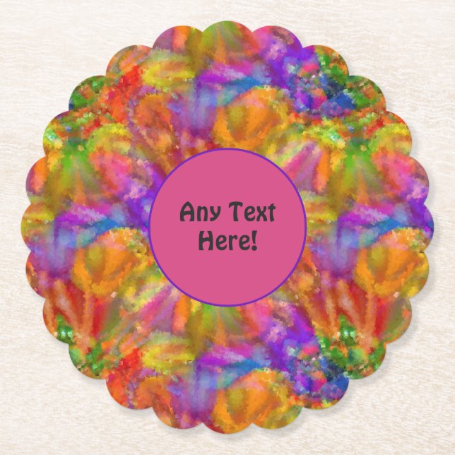 Paint Splatter Fun - Finger paints for Celebrating Paper Coaster (Front)