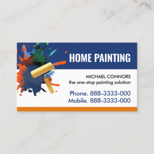 Paint Splatter Gold Brush On Wall Business Card