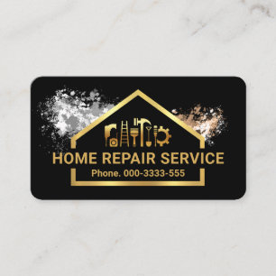 Paint Splatter Gold Building Tools Frame Business Card