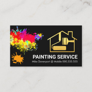 Paint Splatter Gold Home Brush Painter Business Card