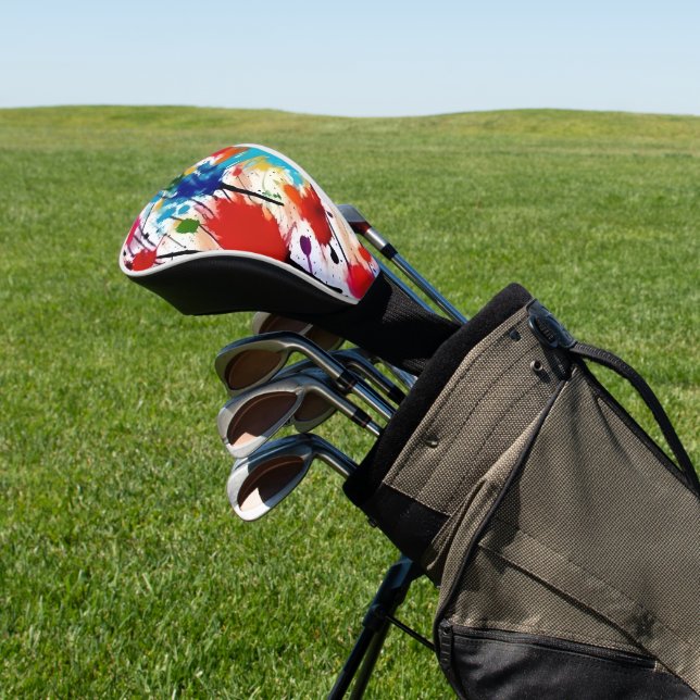 Paint Splatter Golf Head Cover: Bright Golf Head Cover (In Situ)