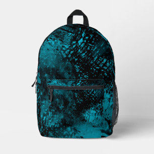 Paint Splatter Hatching Effect Blue & Black Printed Backpack