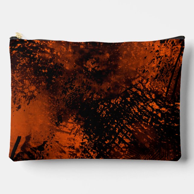 Paint Splatter Hatching Effect Orange & Black  Accessory Pouch (Front)