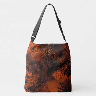 Paint Splatter Hatching Effect Orange & Black  Crossbody Bag