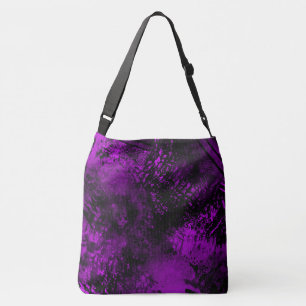 Paint Splatter Hatching Effect Purple & Black  Crossbody Bag
